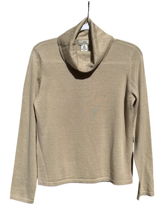 Brooks Brothers 346 Womens XL Beige 100% Merino Wool Cowl Neck Sweater - Picture 1 of 5